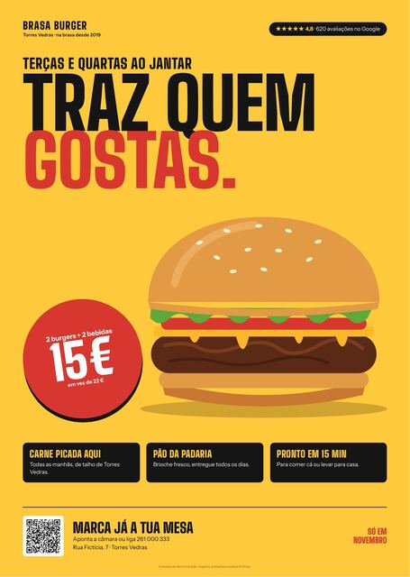 Cartaz A3 de uma hamburgueria