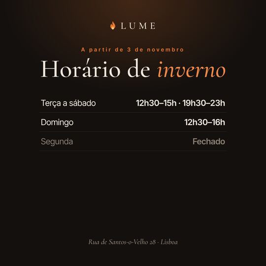 Publicação de Facebook: Lume, Horário de inverno